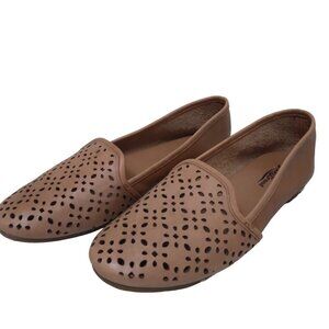 Lucky Brand | Tan Brown Laser Cut Slip On Loafer Flat Shoe | Size 7